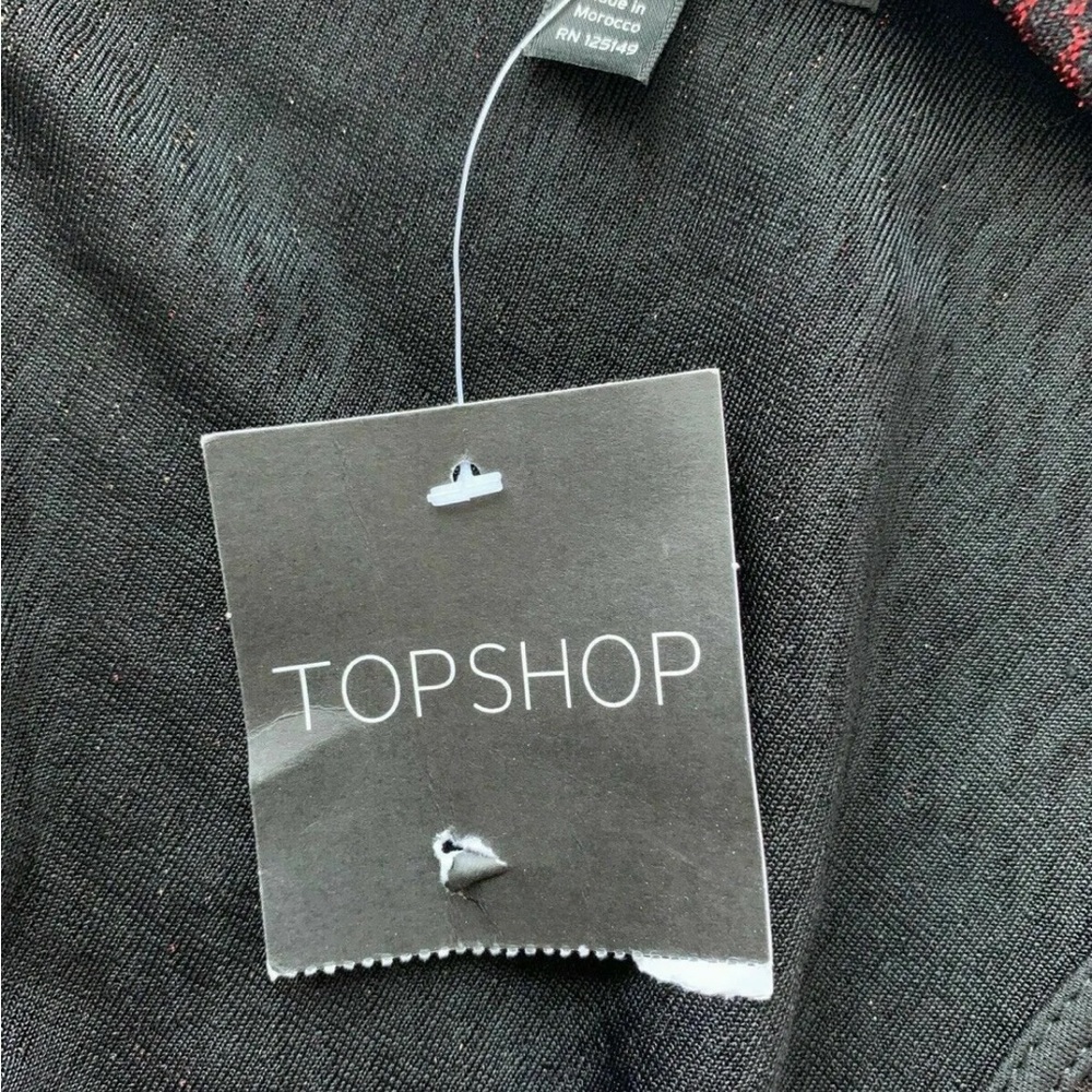 Topshop Deep Plunge Mini Bodycon Dress Size 8 Metallic Thread - Picture 5 of 7